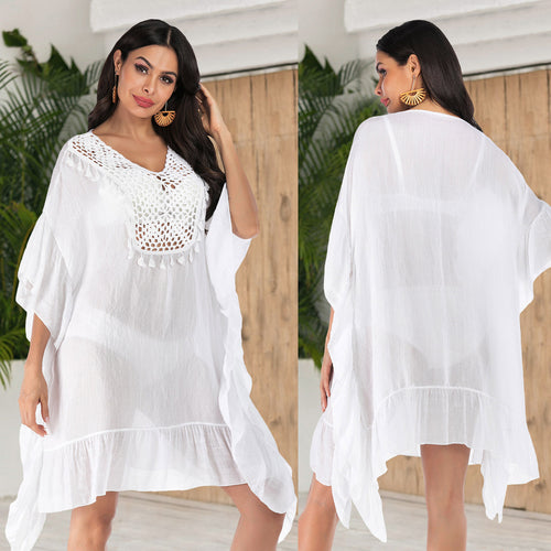Ladies Crochet Detail Beach Kaftan Cover-Up Amarae