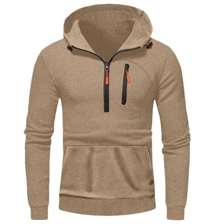 Modern men's hoodie with innovative half-zip closure Lune London