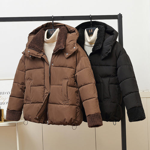 Quilted leisure jacket for women with high collar and trendy knit details Amarae
