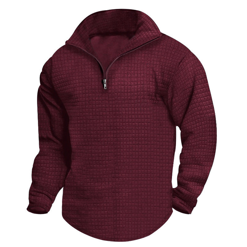 Pull en polyester à col montant pour homme, avec fermeture éclair pratique et design texturé Lune London