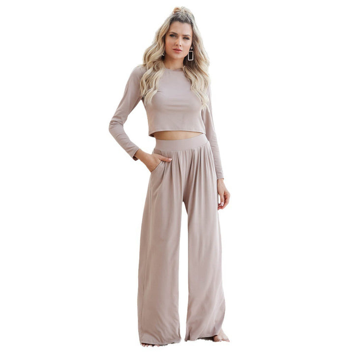 Women's Casual Wide Leg Jumpsuit with Long Sleeves and Convenient Pockets Lune London