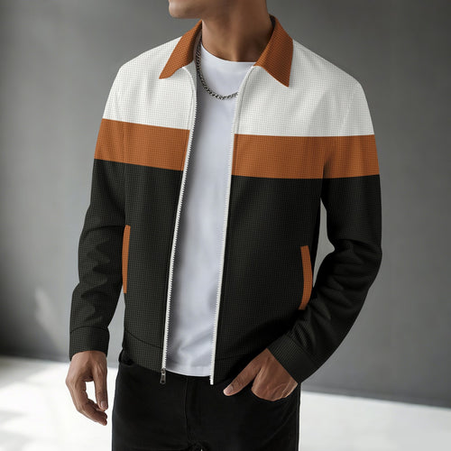 Trendy men's bomber jacket with textured design and contrasting stripes Amarae