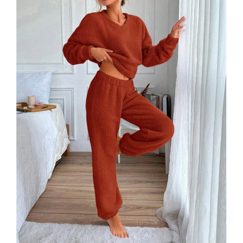 Ladies Cozy Fleece Lounge Set with Elastic Waist Lune London