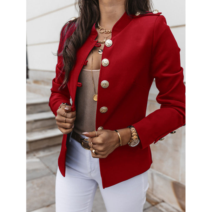 Trendy women's blazer with gold buttons and slim fit Lune London
