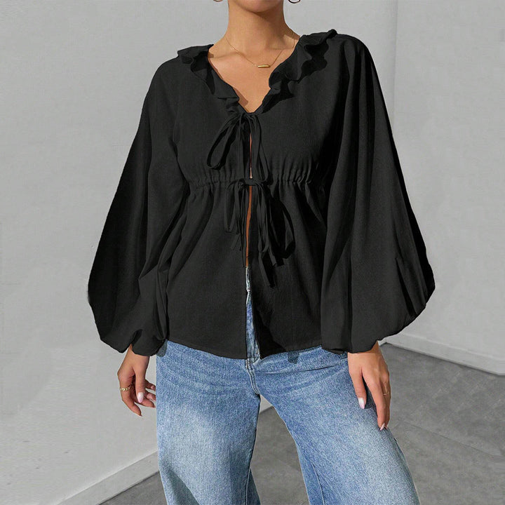 Chemisier style blouse pour femmes avec des manches volumineuses et des détails en volants Chic & Stil