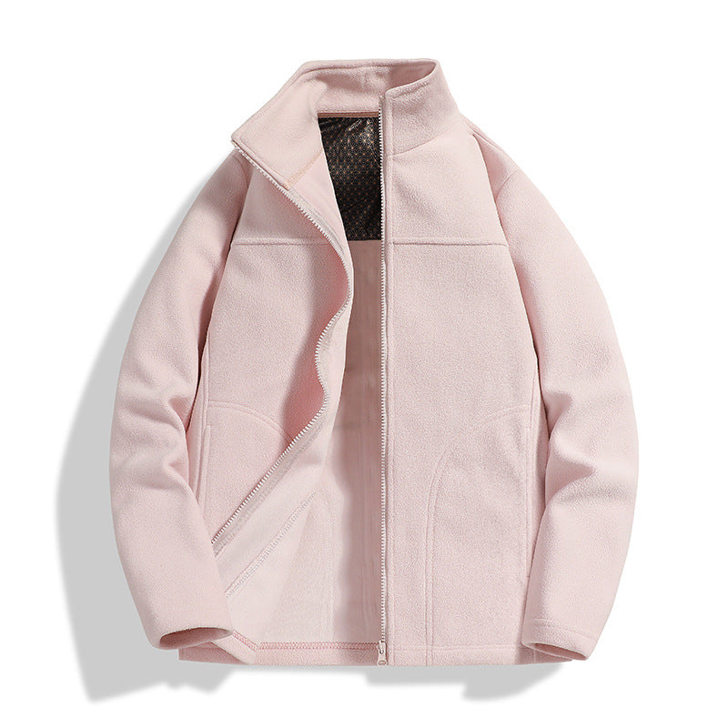 Men's fleece outdoor jacket with stand-up collar, full-length zipper, and windproof inner membrane Amarae