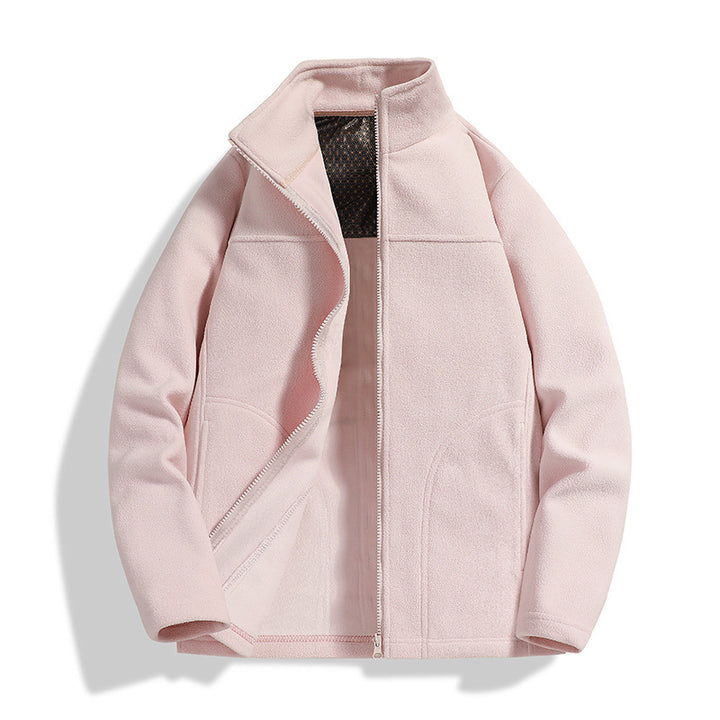 Men's fleece outdoor jacket with stand-up collar, full-length zipper, and windproof inner membrane Amarae
