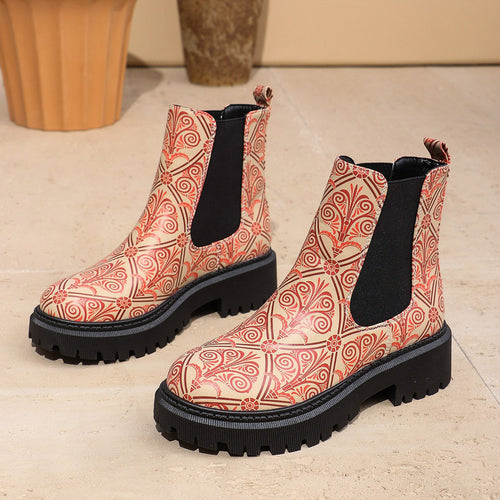 Women's Chelsea boots with creative print and non-slip sole Amarae