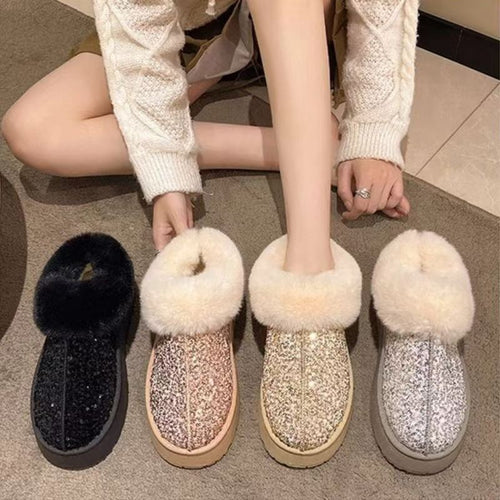 Ladies Plush Sparkly Slippers Amarae