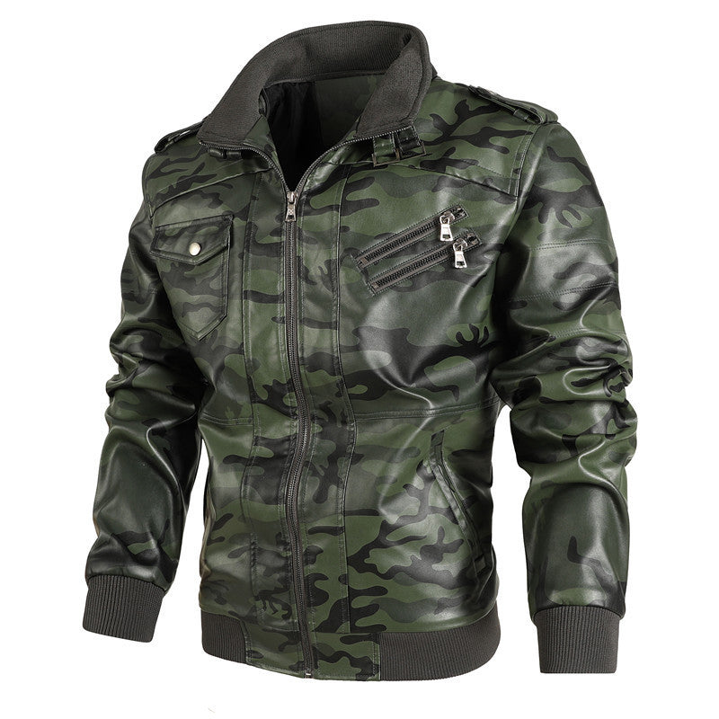 Camouflage leather jacket for men with urban style Lune London