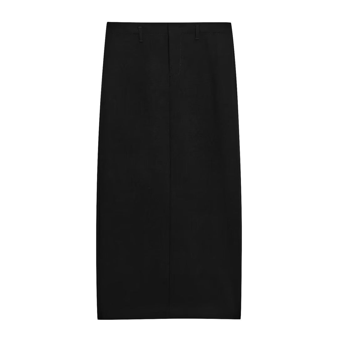 Women's high-waisted pencil skirt with center pleat and belt loops Amarae