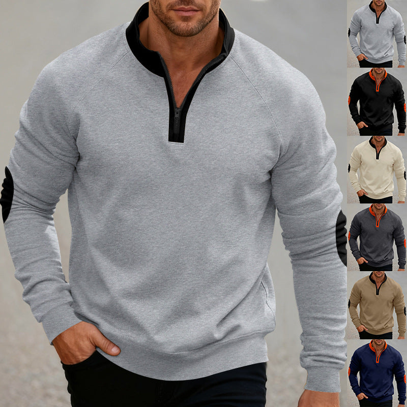 Men's sporty hoodie with short zipper and contrasting elements in Lune London