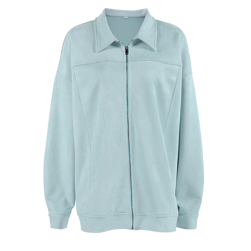 Casual synthetic leather jacket for women with oversized fit and modern zipper Lune London