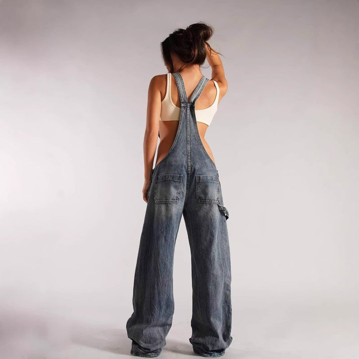 Women's Casual Denim Overall with Oversized Cut and Practical Pockets Lune London