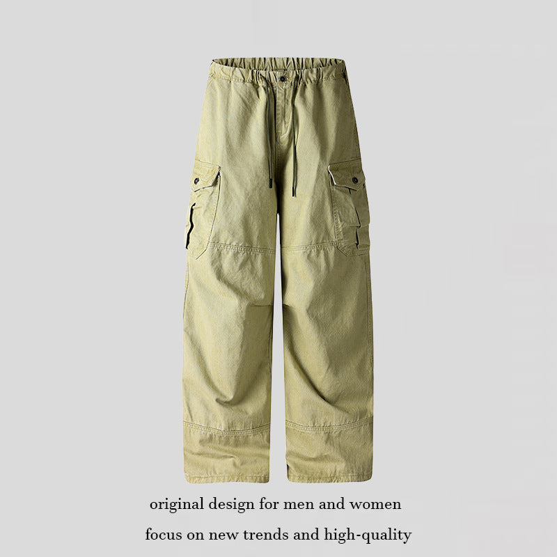 Women's Wide Cargo Palazzo Pants with Drawstring Waist and Multiple Pockets Amarae