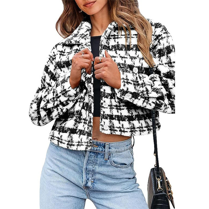 Ladies Cropped Checkered Jacket Amarae