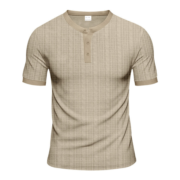 Men's Short Sleeve Henley T-Shirt with Modern Structured Design Lune London