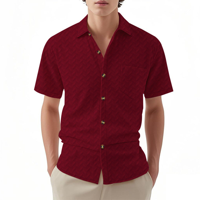 Short sleeve shirt for men with textured design and practical chest pocket detail Lune London