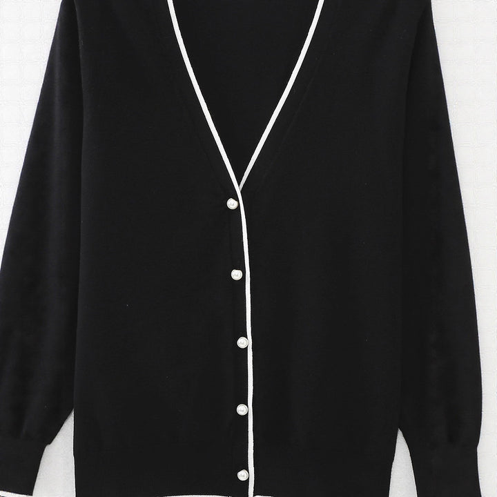 Elegant women's cardigan knit with contrasting details Lune London