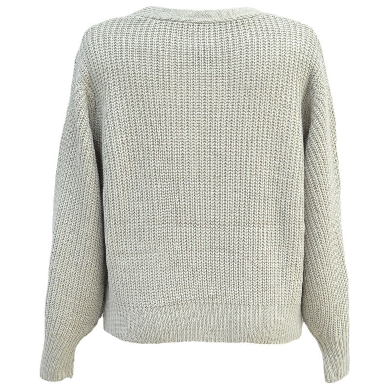 Cardigan large pour femmes avec décolleté en V et détails de boutons Chic & Stil