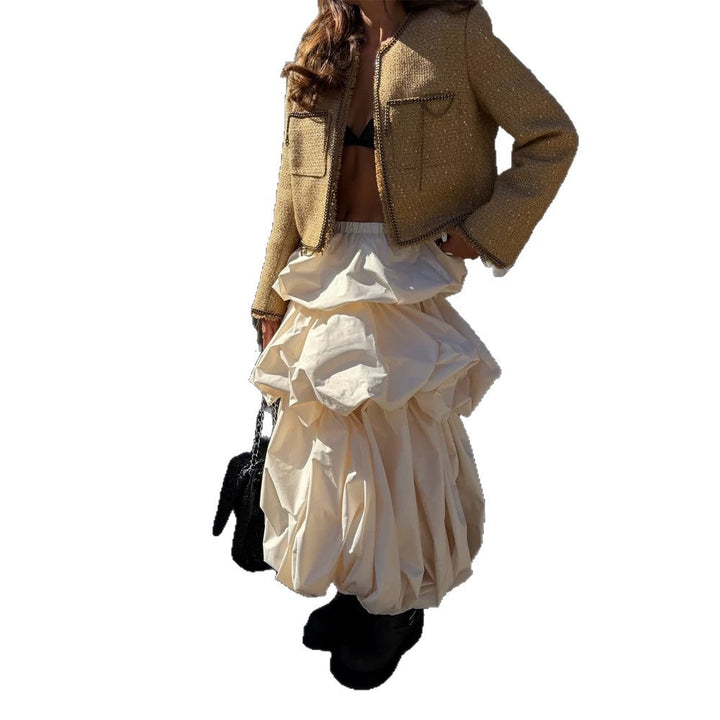 Women's lace bodysuit with transparent insert and dramatic tiered ruffle skirt set Amarae