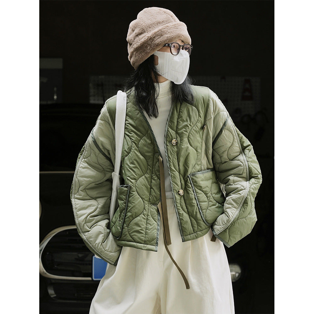 Women Short Cut Quilted Bomber Jacket with Light Padding Amarae