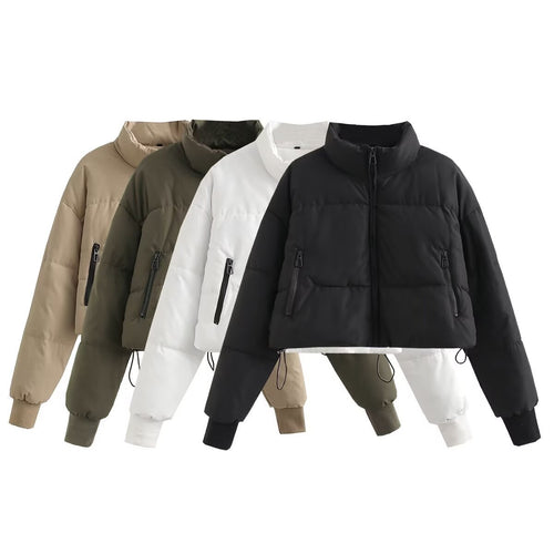 Ladies cropped matte jacket with high collar and practical zip pockets Amarae