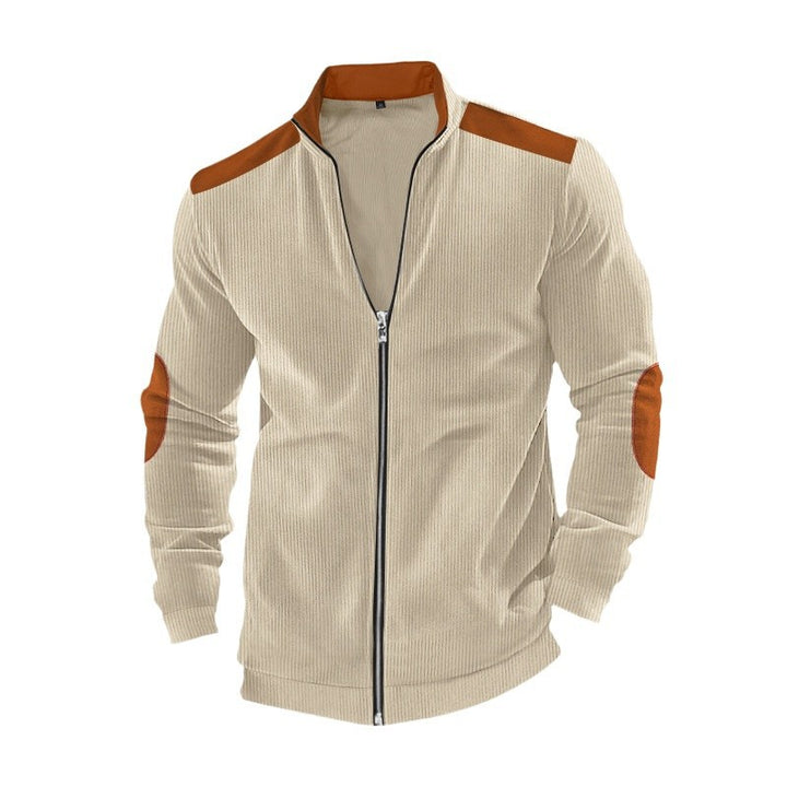 Men's sports jacket with zipper and faux leather details Lune London