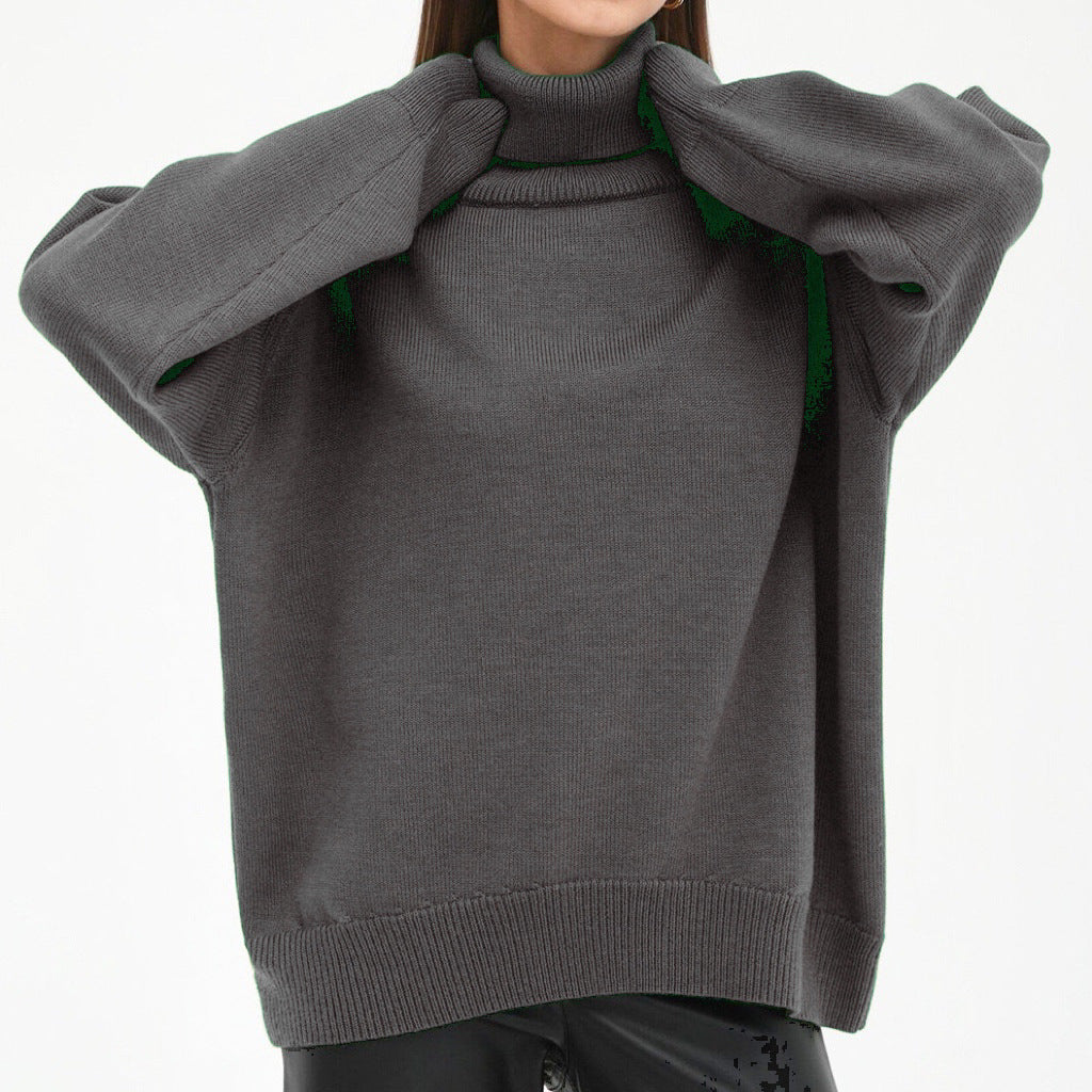 Oversized turtleneck sweater for women with ribbed structure Lune London
