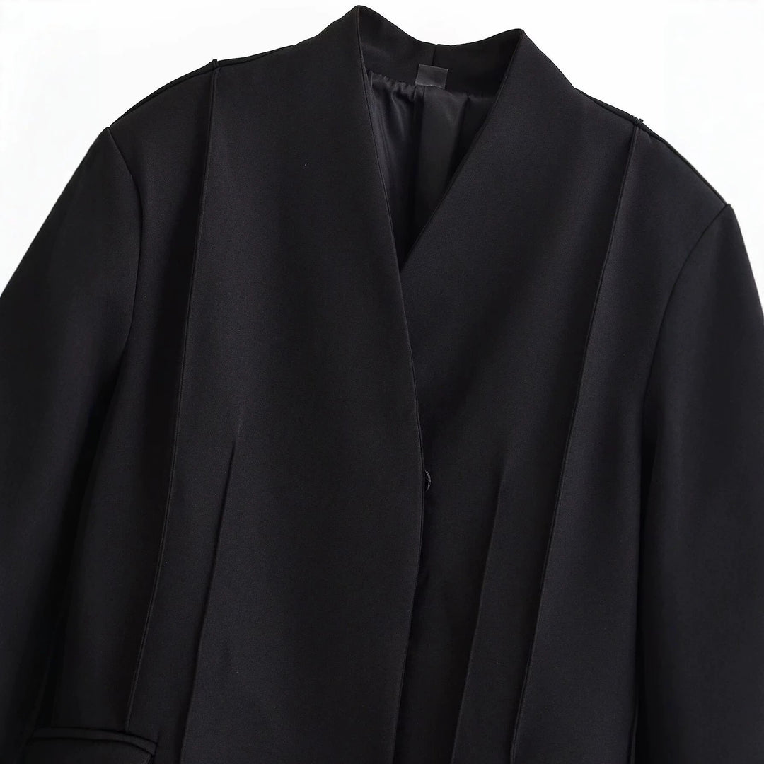 Women's Tailored Blazer with Shawl Collar, Concealed Button Placket and Flap Pockets Amarae