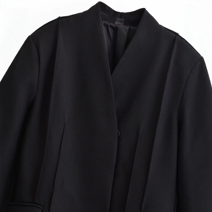 Women's Tailored Blazer with Shawl Collar, Concealed Button Placket and Flap Pockets Amarae