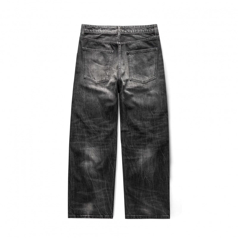 Men's loosely cut straight jeans in workwear style with used effect Amarae