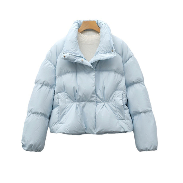 Short quilted jacket with high collar for women with practical pockets Lune London