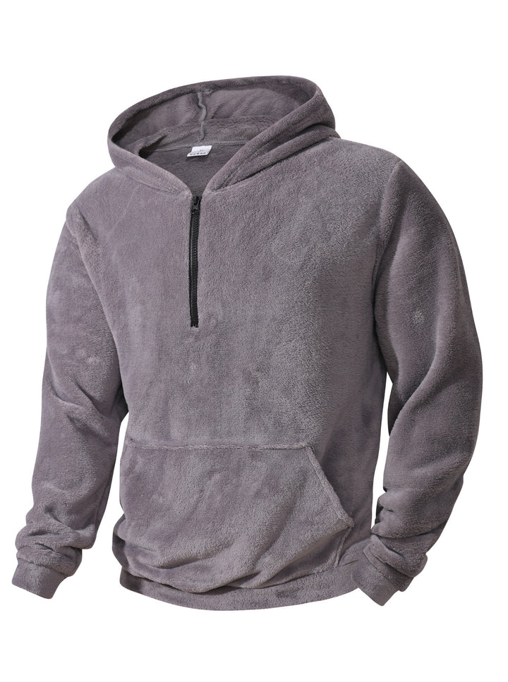 Men's Fleece Hoodie with innovative mid-length zipper Lune London