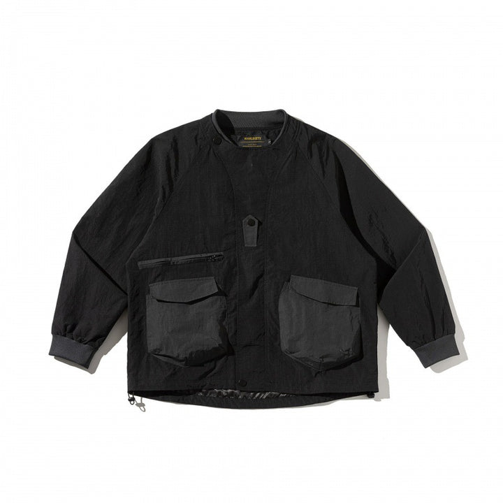 Unisex Short Cut Boxy Utility Over Jacket with Raglan Sleeves, Patch Pockets and Drawstring Hem Amarae
