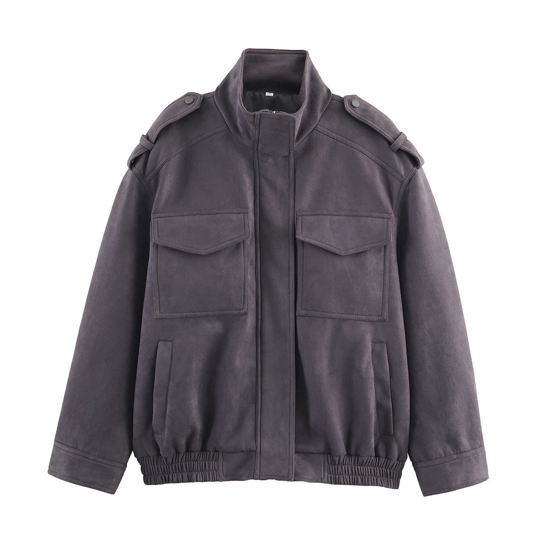 Oversized utility jacket for women with practical pockets and high collar Lune London