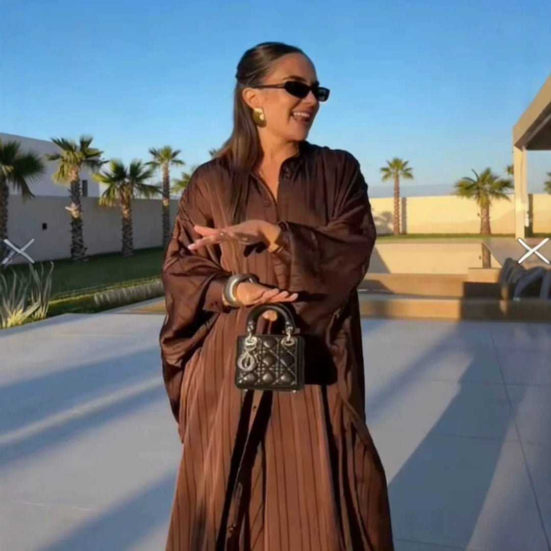 Ladies maxidress in oversized kaftan and shirt blouse style Amarae