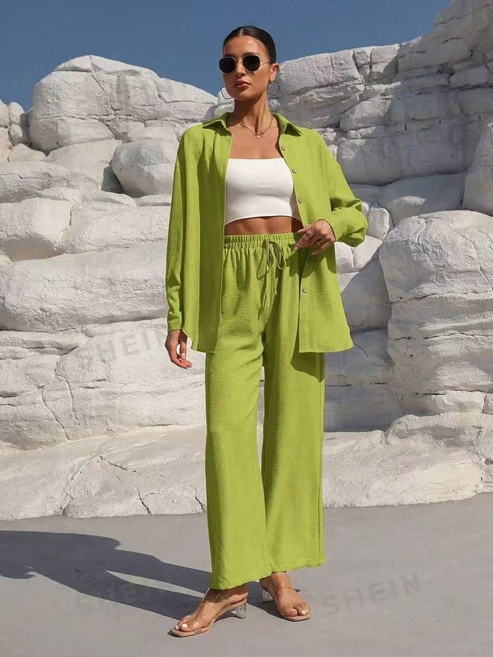Casual set for women with loose shirt and wide pants Lune London