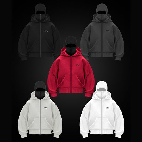 Women's hoodie sweatshirt with integrated face protection and practical zip pockets Amarae