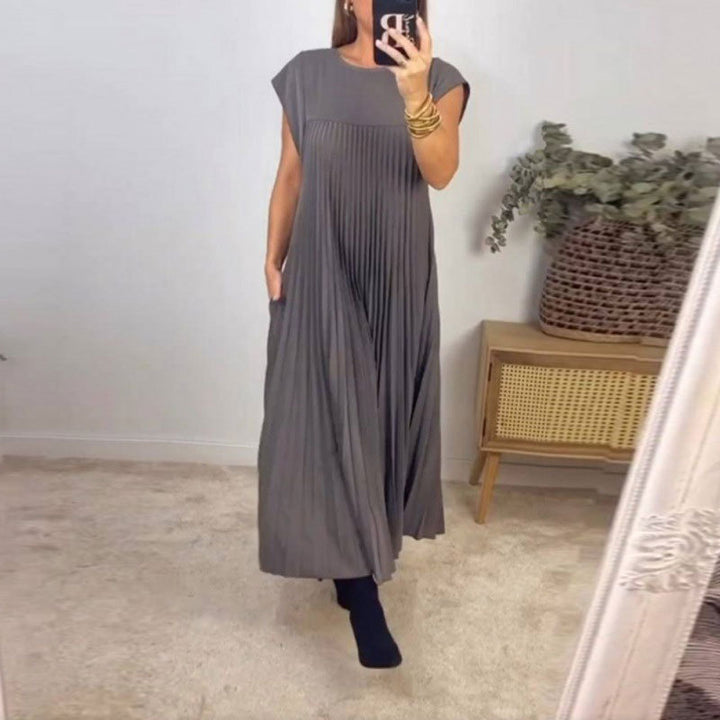 Robe maxi plissée élégante pour dames avec poches pratiques Chic & Stil