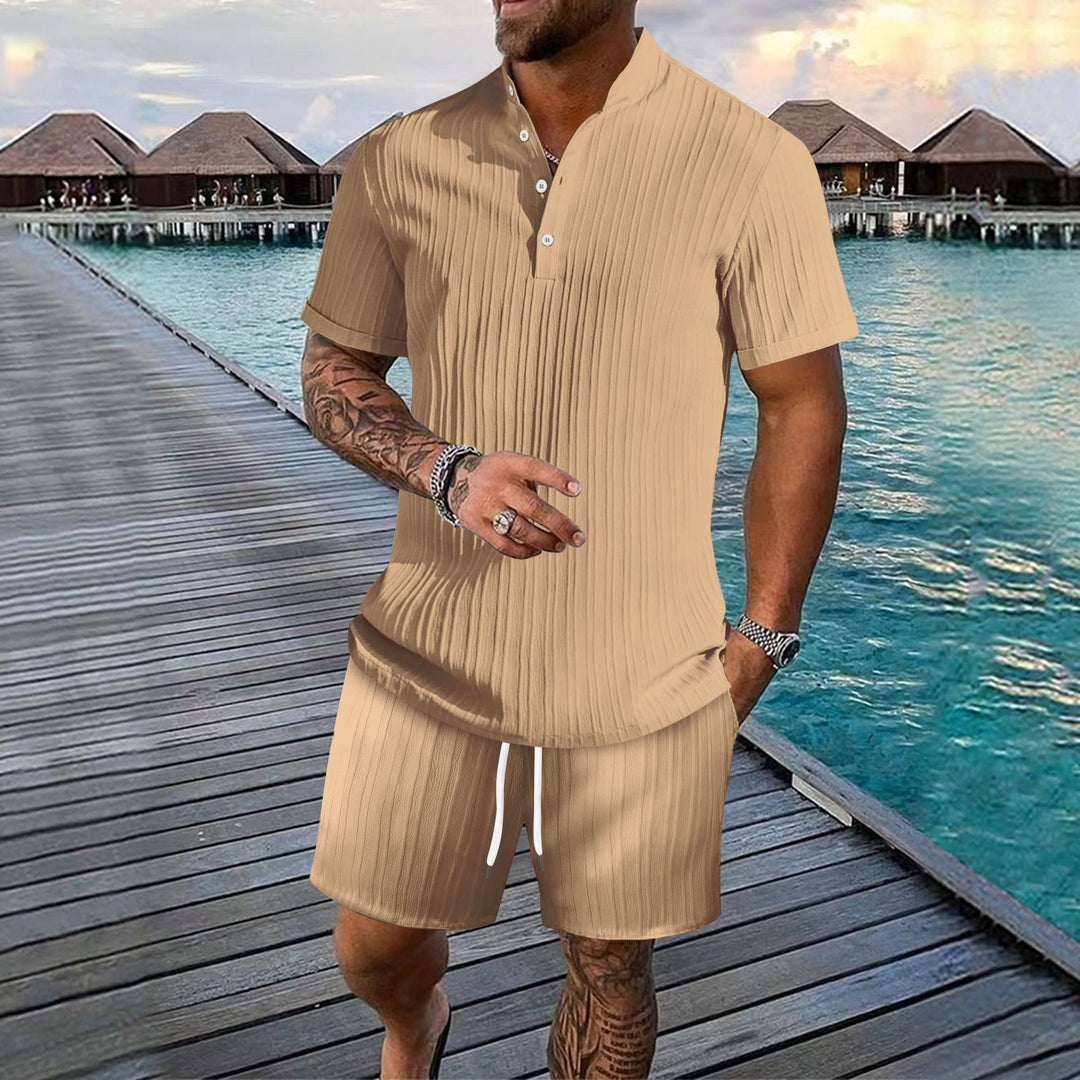 Men Pleated Leisure Two Piece Set Amarae