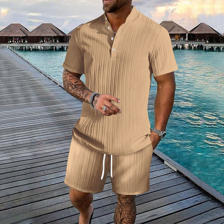Men Pleated Leisure Two Piece Set Amarae