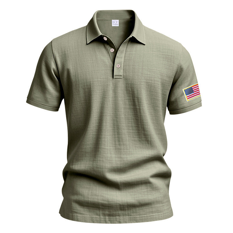 Men's sporty polo with American flag pattern and moisture-wicking technology Lune London
