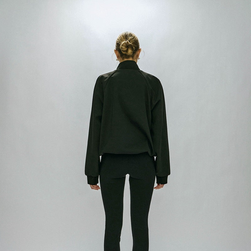 Women's sporty transitional jacket with high collar and practical zip pockets Lune London