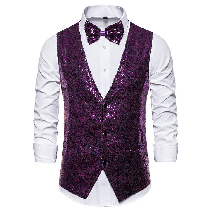 Men's Sparkling Festive Vest with Matching Bow Tie Amarae