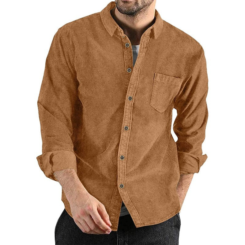 Casual corduroy shirt for men with chest pocket and trendy collar Lune London