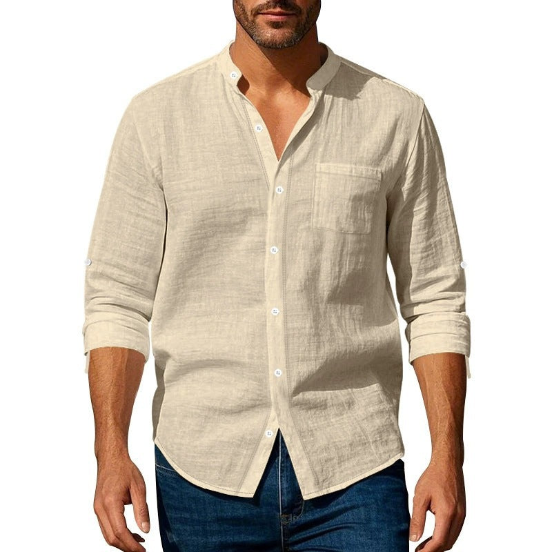 Shirt for men with stand-up collar and chest pocket Lune London