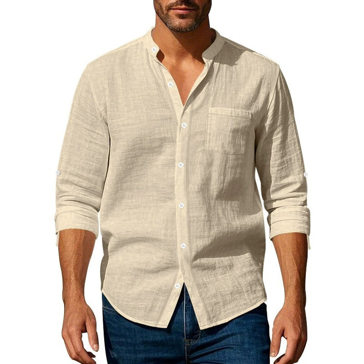 Shirt for men with stand-up collar and chest pocket Lune London