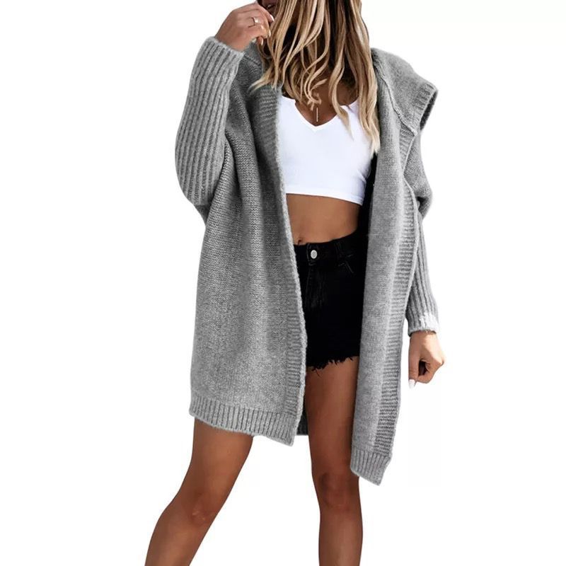 Women’s knitted poncho with hood and relaxed fit Lune London