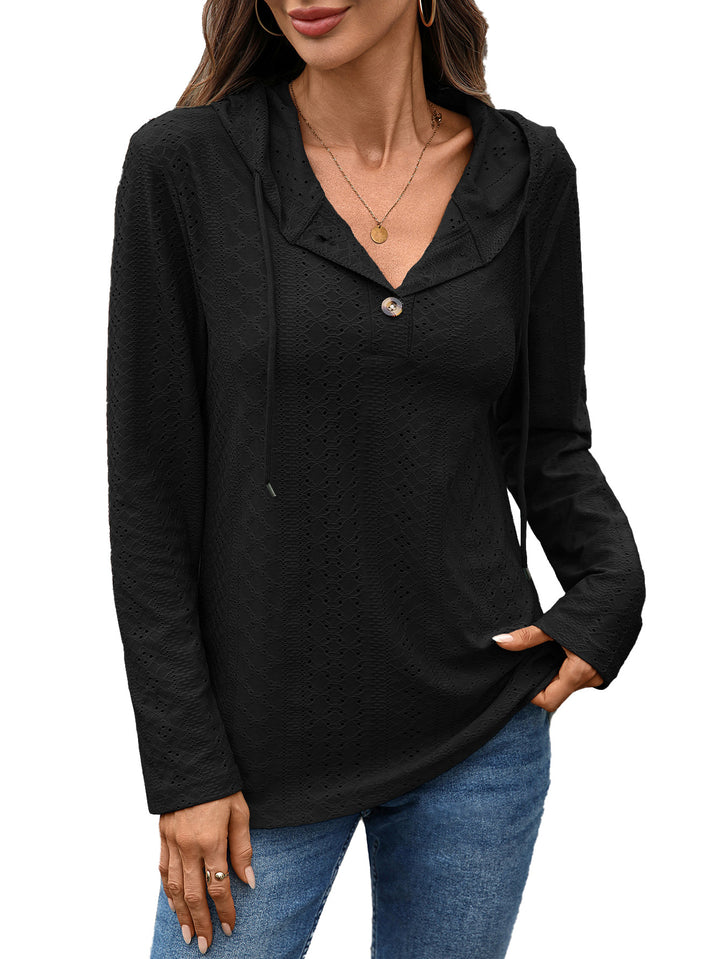 Women’s blouse with a small hole pattern and hood Lune London